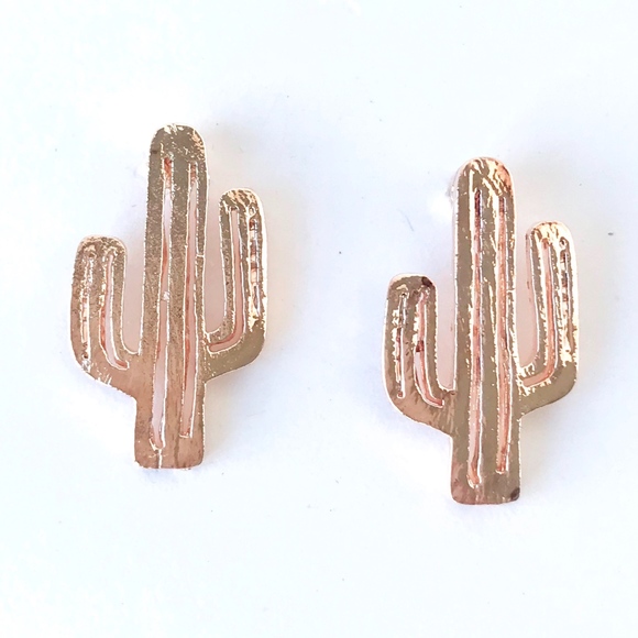 2 pairs for $18 Rose Gold Cactus Stud Earring - Picture 2 of 6